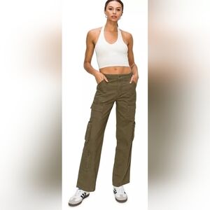 Cali 1850 Juniors Olive Green Cargo Zippered-Pocket Straight Leg‎ Pants 7 NWOT